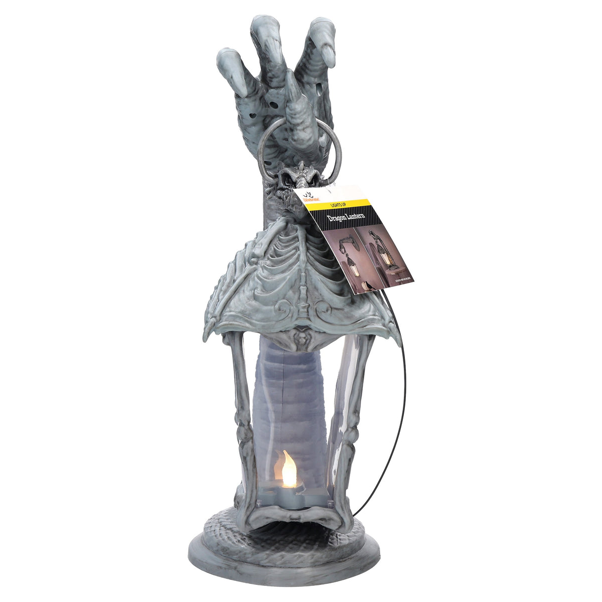 Light-Up Dragon Lantern Decoration, Gray, 16.75", Halloween by Way To Celebrate