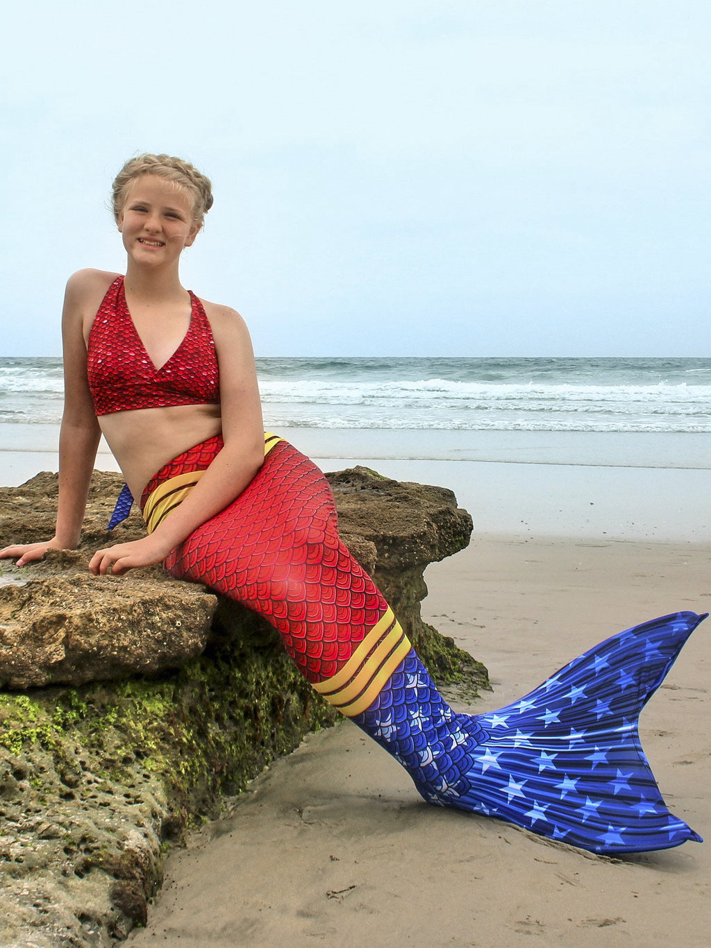 Sun Tail Mermaid Blue Lagoon Tail Skin, Size Child Extra Large (Monofin Not included) for Girls