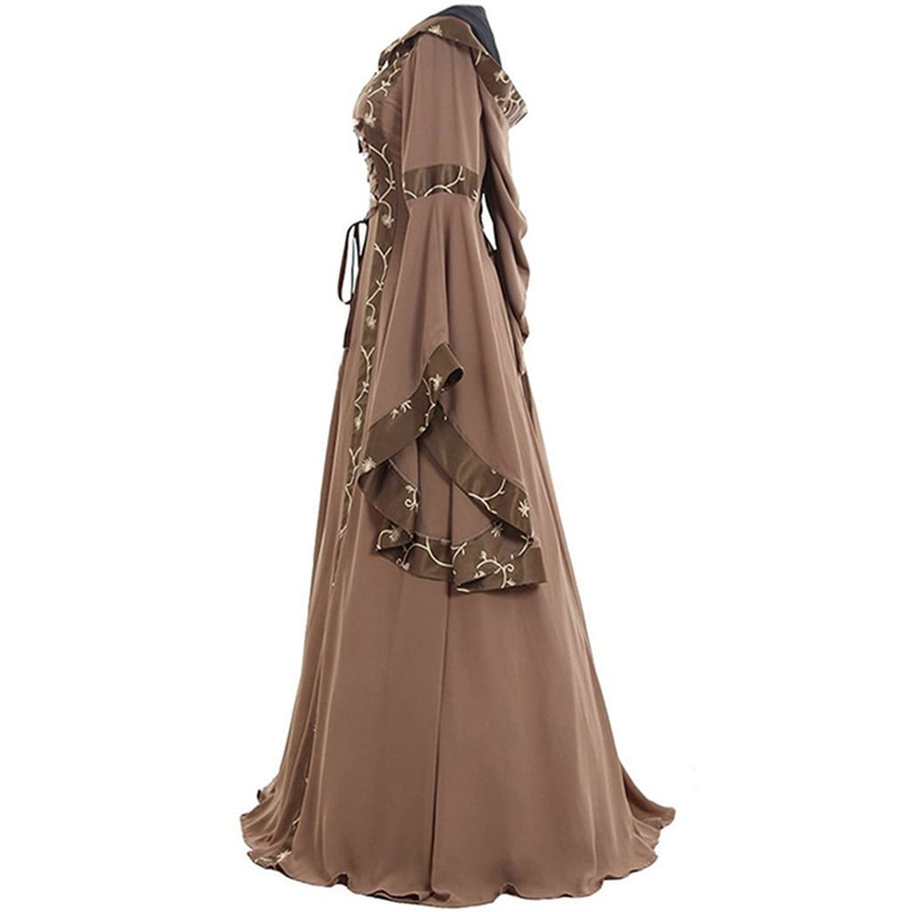 Babysbule Fall Womens Summer Dresses Fashion Women's Vintage Floor Length Gothic Cosplay Long Sleeve Bandage Dress