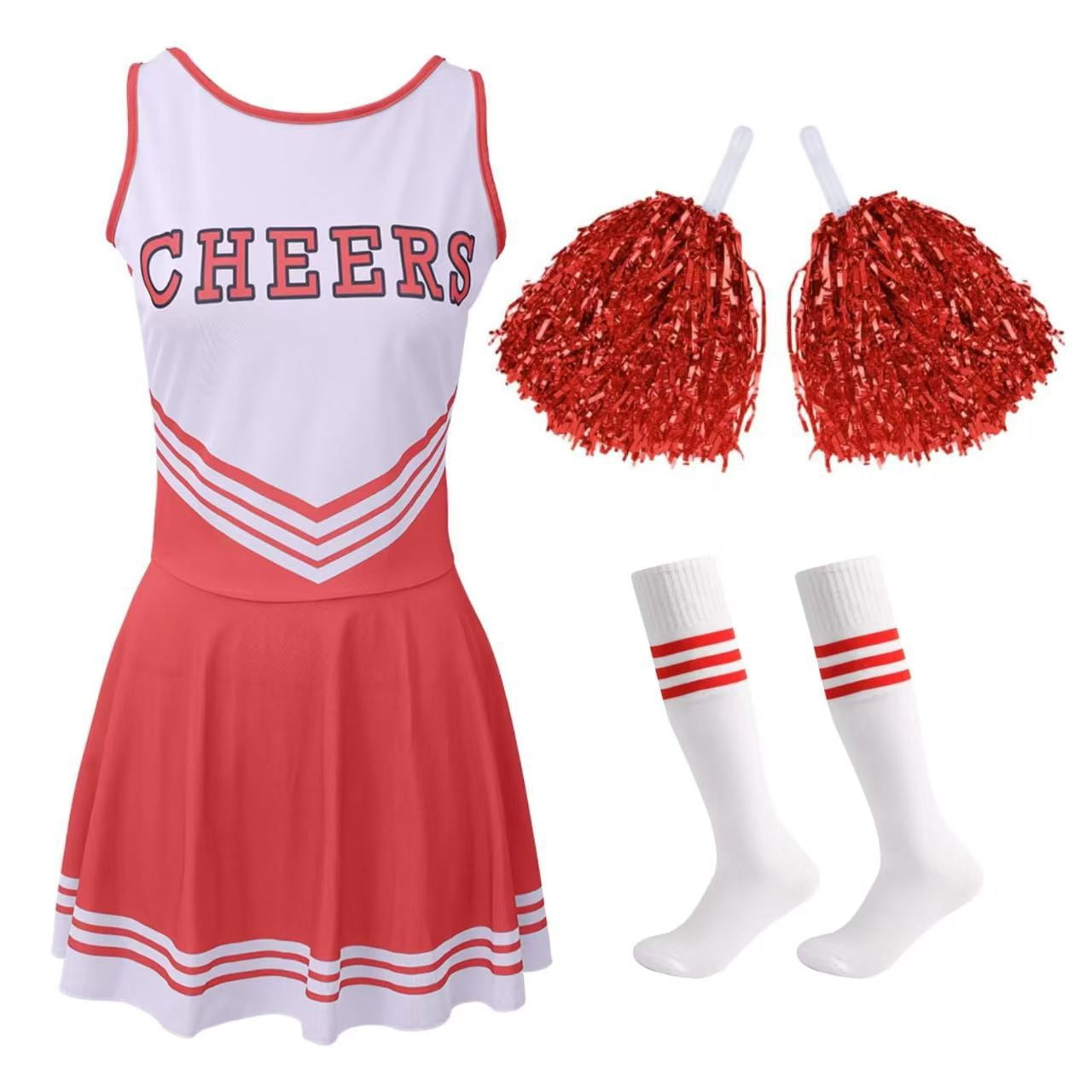 Green Girls Cheerleader Costume Outfit Set,Kids Sleeveless Cheerleading Uniform for Party Birthday Halloween