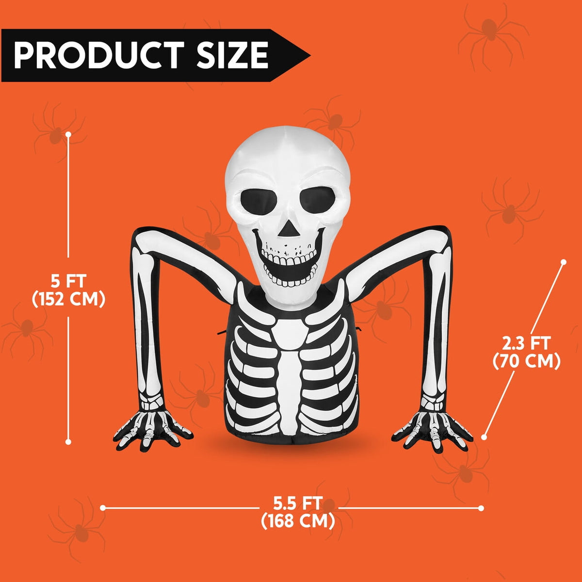 Joyfy 5.5ft Halloween Inflatables Long Light Up Skeleton Ground Breaker Halloween Inflatables Outdoor Decorations,Blow up Halloween Yard Decorations