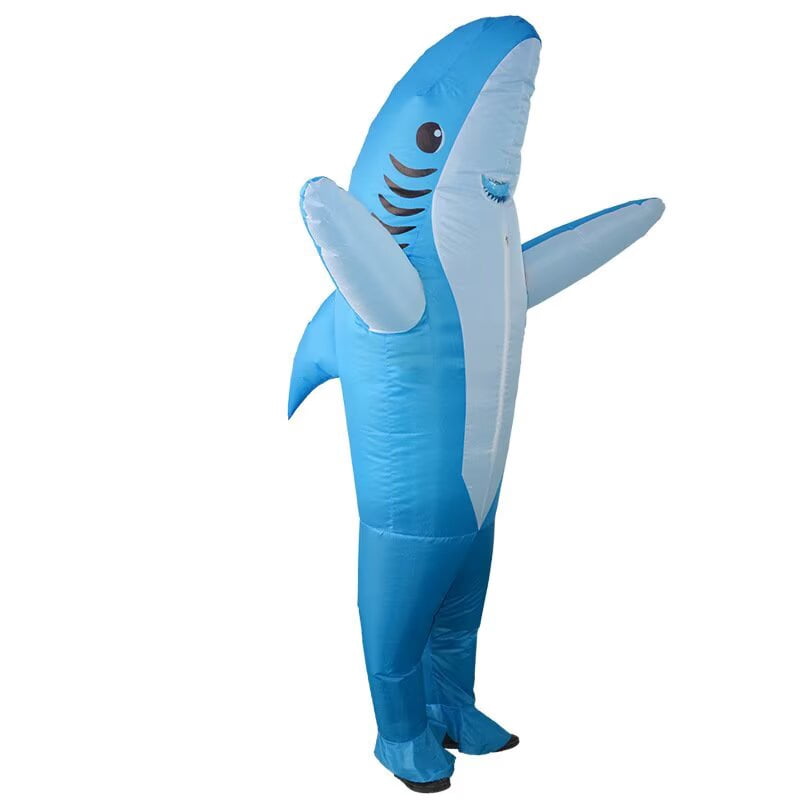 AlevRam Inflatable Shark Costume for Adults, Funny Blow Up Animal Costume with Fan, Halloween Cosplay Party Outfit for Men and Women, One Size, Blue or Pink