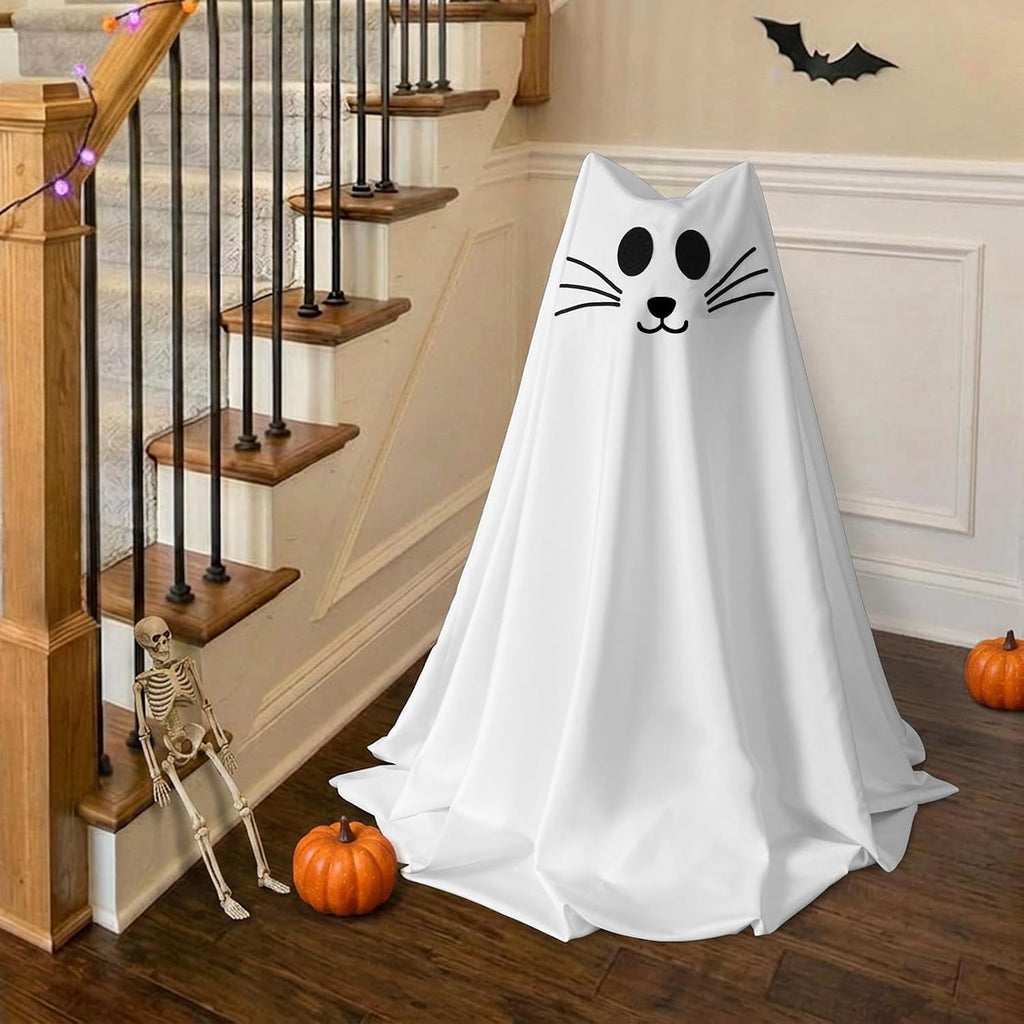 Halloween Decorations, 2 Pack 2.3 FT Light-Up Spooky Ghost Dog with 2 Sign | Halloween Ghost Dog Decorations Outdoor, Halloween Decorations Indoor, Remote Control Ghost Decor for Porch Yard Lawn Home