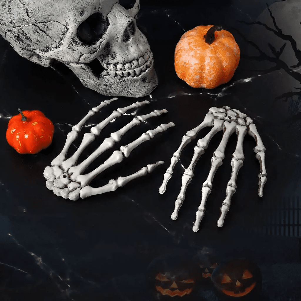 2Pcs Skeleton Hands Halloween Fake Human Hands Plastic Skeleton Hands Props for Halloween Zombie Party Decorations