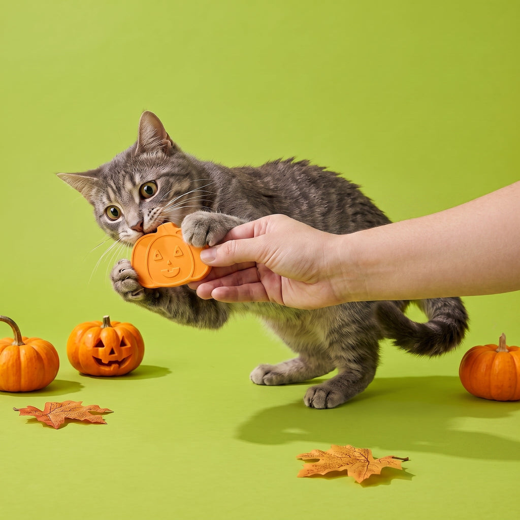 Vibrant Life Halloween Teaser Wand and Crinkle Ball Cat Toy Set, Orange and Black