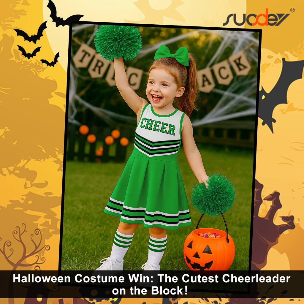 SUOSDEY Girls Cheerleader Costume Outfit Set,Kids Sleeveless Cheerleading Uniform for Party Birthday Halloween