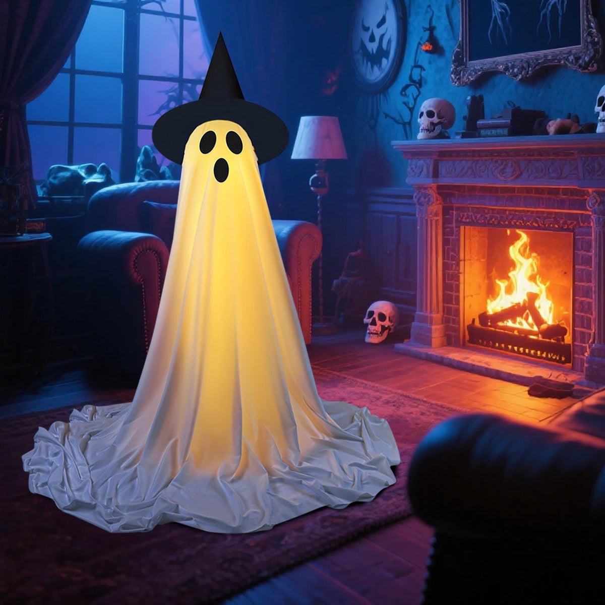 Halloween Animatronics Witch Clearance, Voice Activated Purple Escape Haunt Halloween House Décor & Fright Fest Prop, Life Size Animated Halloween Decoration Outdoor