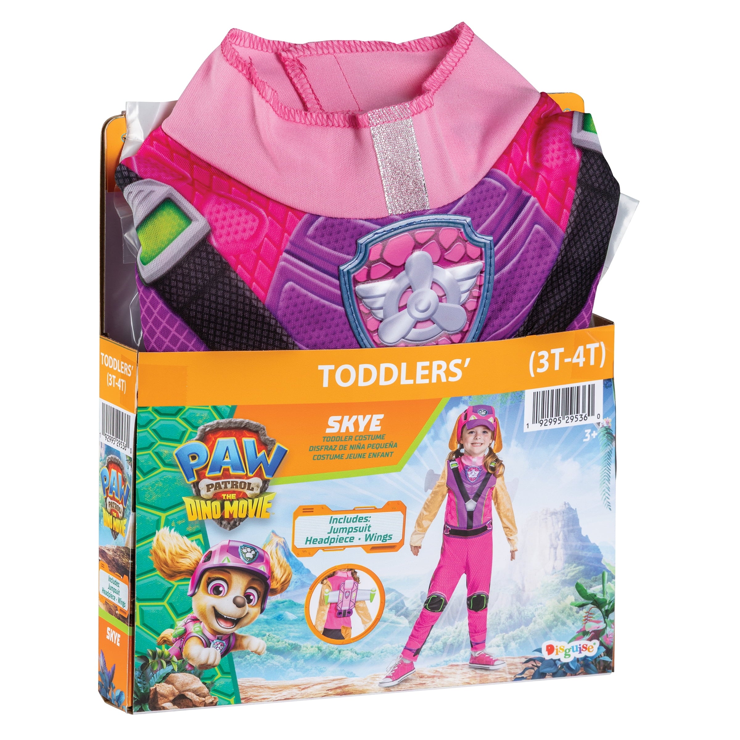 Paw Patrol Skye Dino Halloween Costume for Children, Toddlers Size 3T-4T, by Disguise