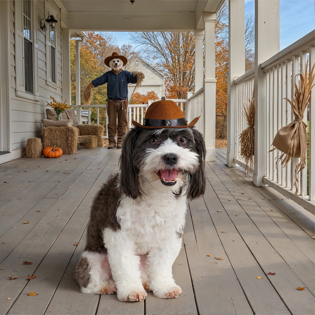 Vibrant Life Halloween Pet Cowboy Hat Costume Accessory for Dogs & Cats, Brown, XS/S