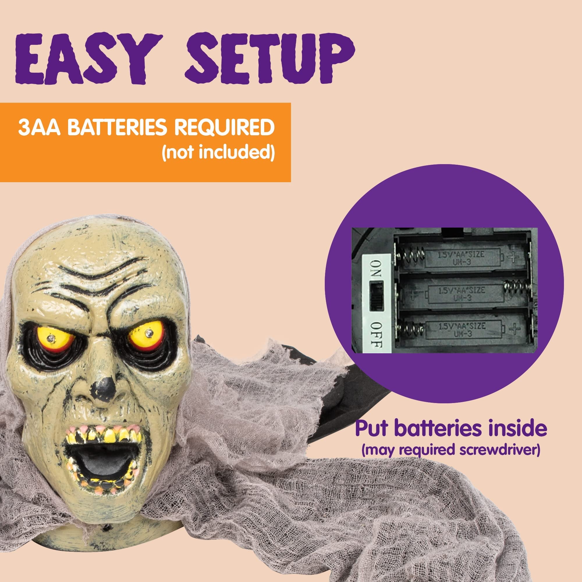 Joyfy Halloween Groundbreaker Halloween Decorations Zombie with Sound and Flashing Eyes,Outdoor Scary Halloween Yard Decorations