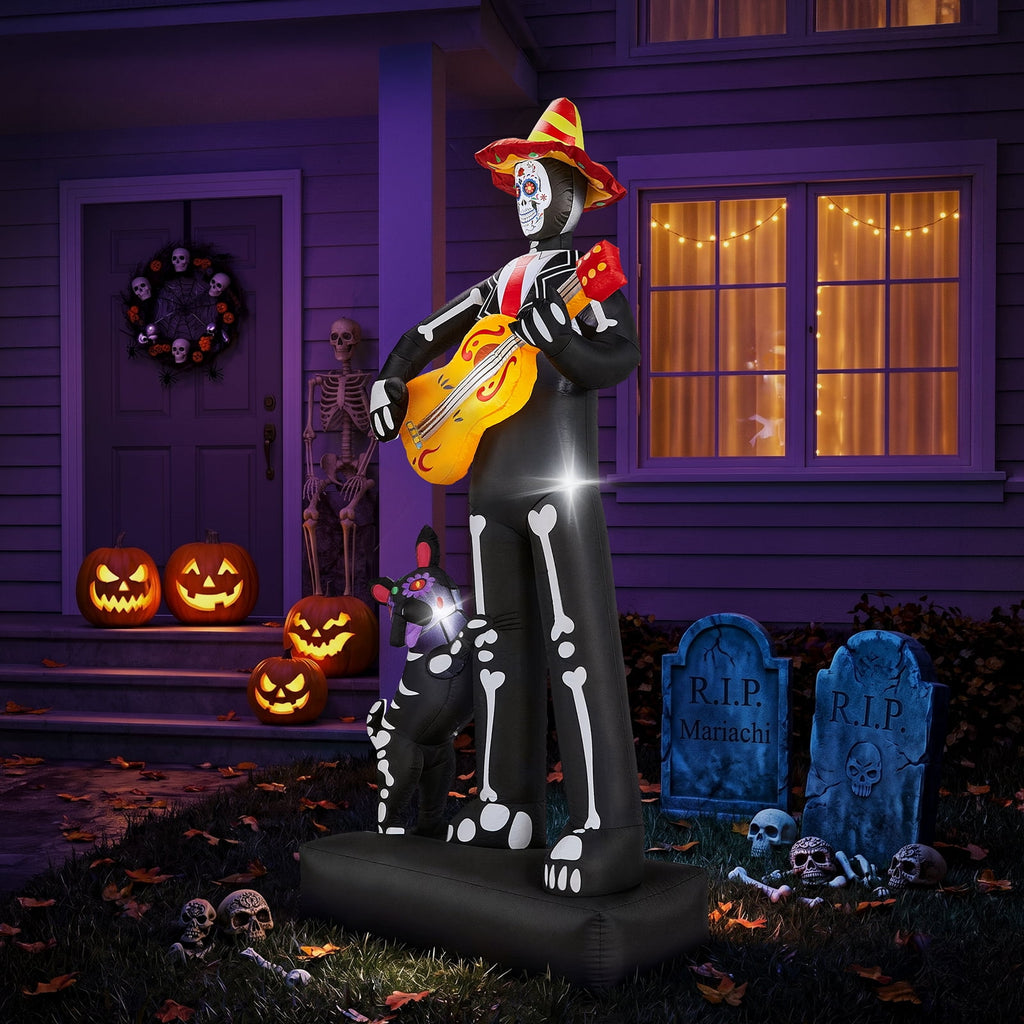 Ktaxon 7' Halloween Inflatables Skeleton Outdoor Halloween Decoration Skeleton with Dog,Built-In LED Lights
