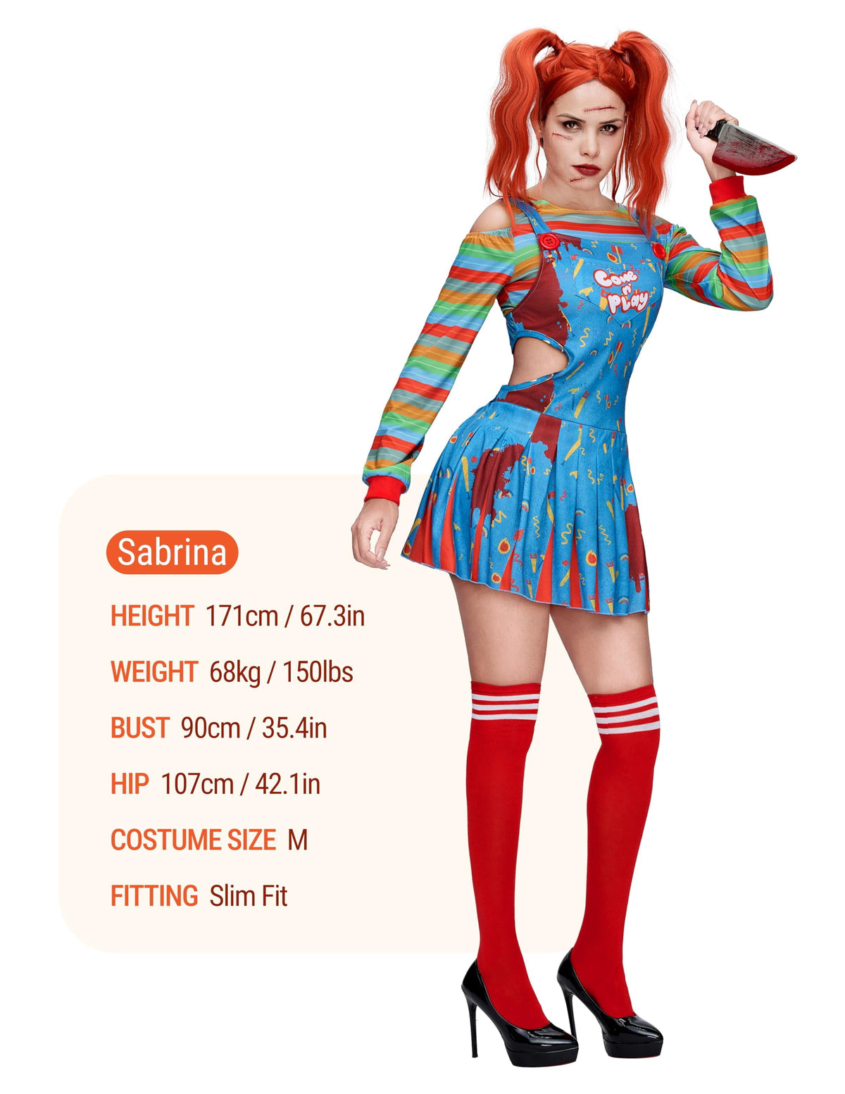 Joyfy Creepy Doll Costume for Women, Family Matching Killer Doll Costume for Halloween Fancy Dress up Cosplay