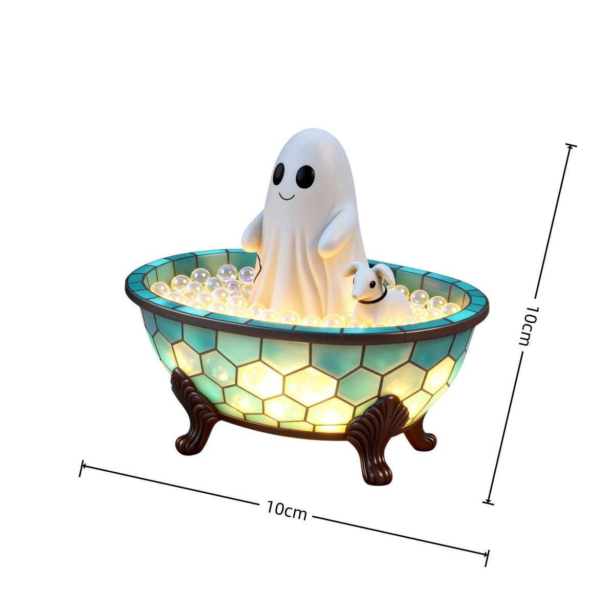 Ghost Bubble Bath LampHalloween Bathroom Decor Gifts Under 20 Bathtub Ghost & Dog Resin Figurine, Warm LED Halloween Tabletop Decor for Bathroom, Bedroom, Kids Room & Fall Home Accent