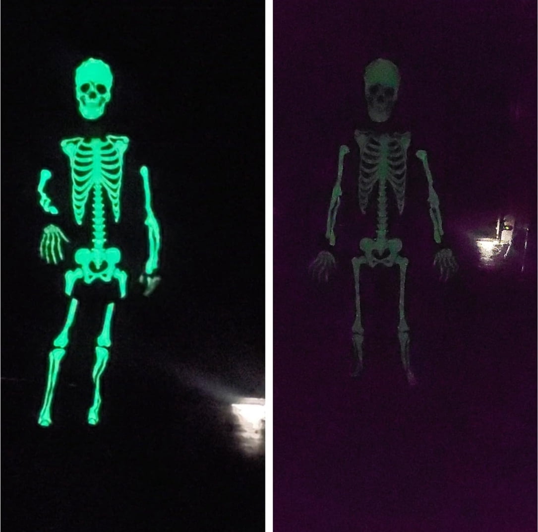 WIBACKER Kids Skeleton Halloween Costume, Glow in The Dark Halloween Cosplay Onesie for Boys and Girls, Jumpsuit + Gloves + Hood Mask