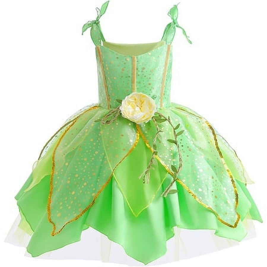 Flowers Fairy Costume Princess Dress Up Set for Girls Tinker Bell Toddler Cosplay Clothes Dress with Wing Set