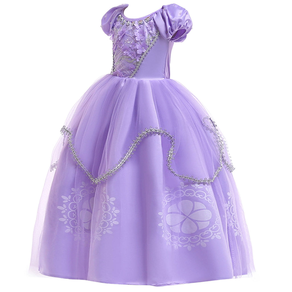 HAWEE Princess Dress Girls Purple Costume Halloween Puff Sleeve Princess Dress for Party