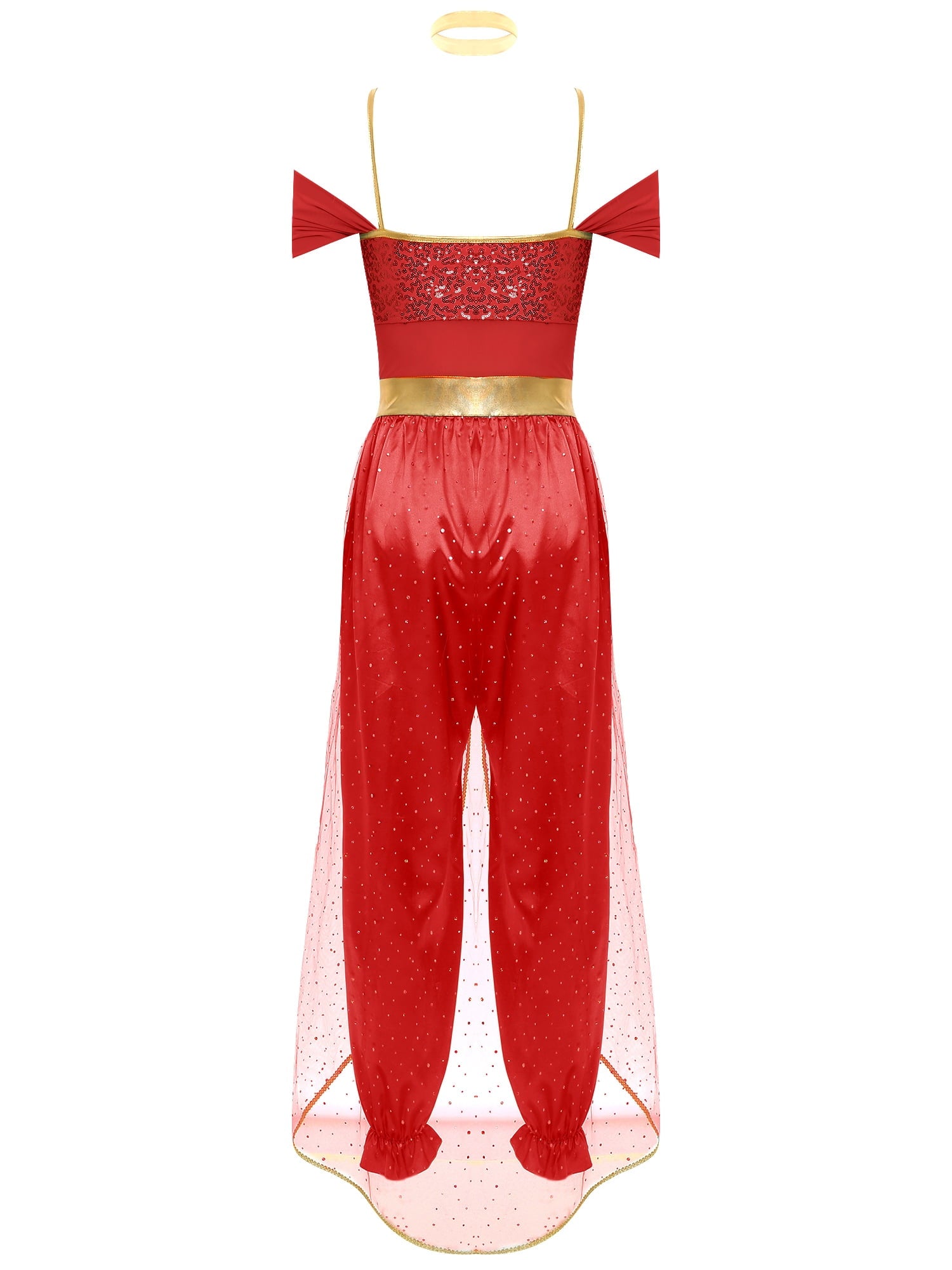 YiZYiF Women's Arabian Princess Dance Costume Halloween Party Fancy Dress Shiny Belly Dance Jumpsuit Turquoise B 4XL