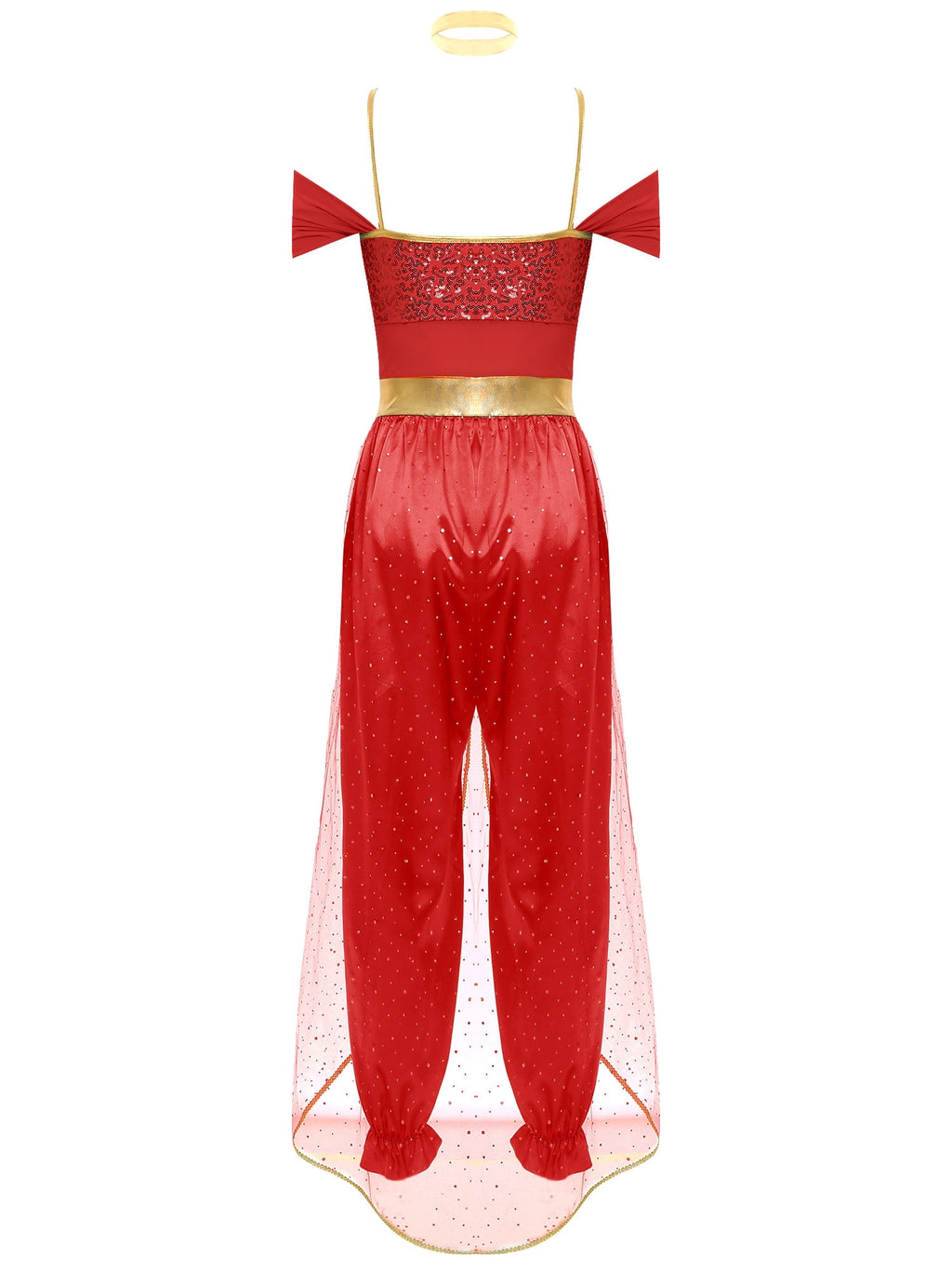 YiZYiF Women's Arabian Princess Dance Costume Halloween Party Fancy Dress Shiny Belly Dance Jumpsuit Turquoise B M