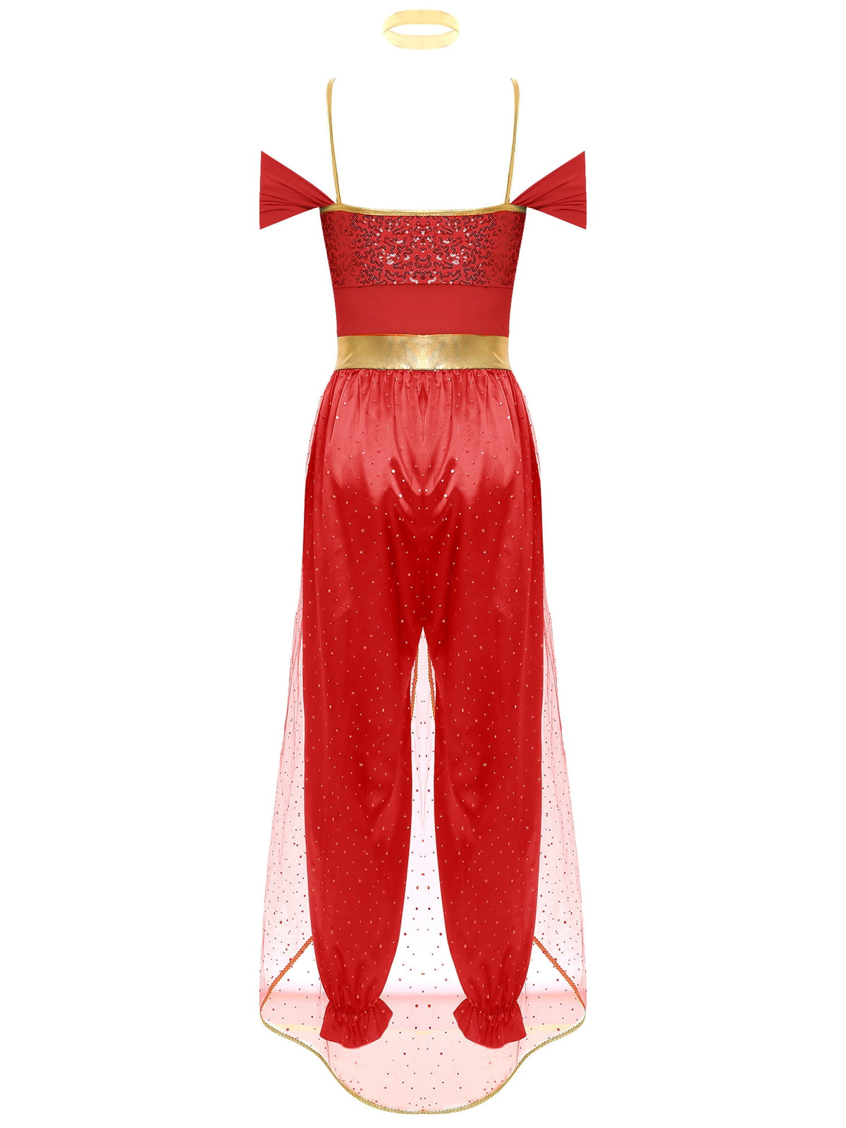YiZYiF Women's Arabian Princess Dance Costume Halloween Party Fancy Dress Shiny Belly Dance Jumpsuit Turquoise B M