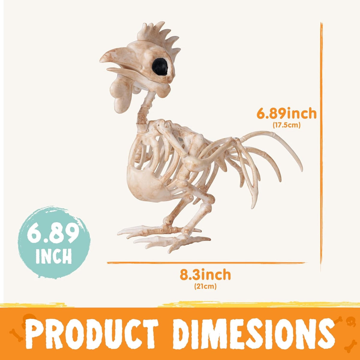 Joyfy 2 Pcs Duck Skeleton Halloween Decoration,4.5 Inch Posable Plastic Animals Halloween Skeleton for Indoor Outdoor Halloween Decorations,Haunted House Party Props
