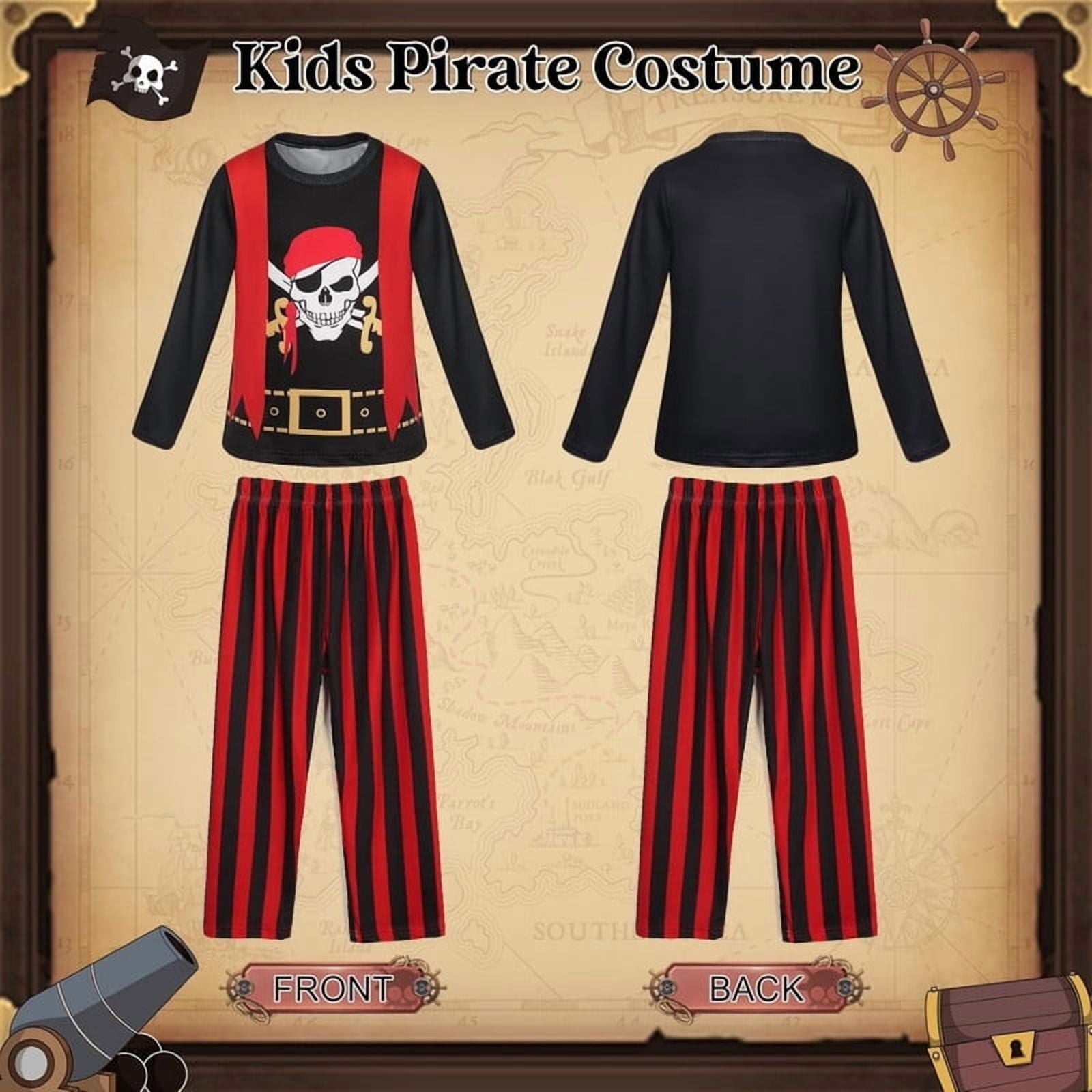 Benylion Girls Pirate Costume for Kids Halloween Party Dress Up Toddler Pirate Christmas Cosplay Outfit with Accessories for 5-6 Years