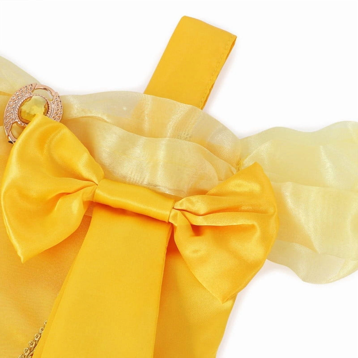 Jurebecia Princess Dress for Girls Costume Kids Off Shoulder Layered Toddler Halloween Cosplay Birthday Party Outfit up Yellow 120 cm 5-6 Years