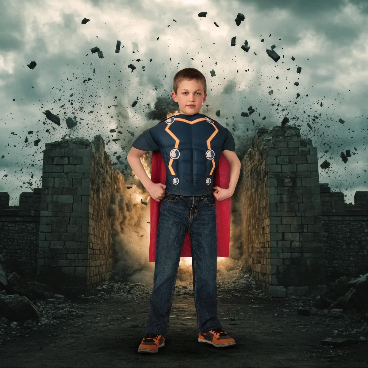 Rubie's Marvel Super Hero Thor Top Halloween Fancy-Dress Costume for Child, with Cape Big Boys One Size