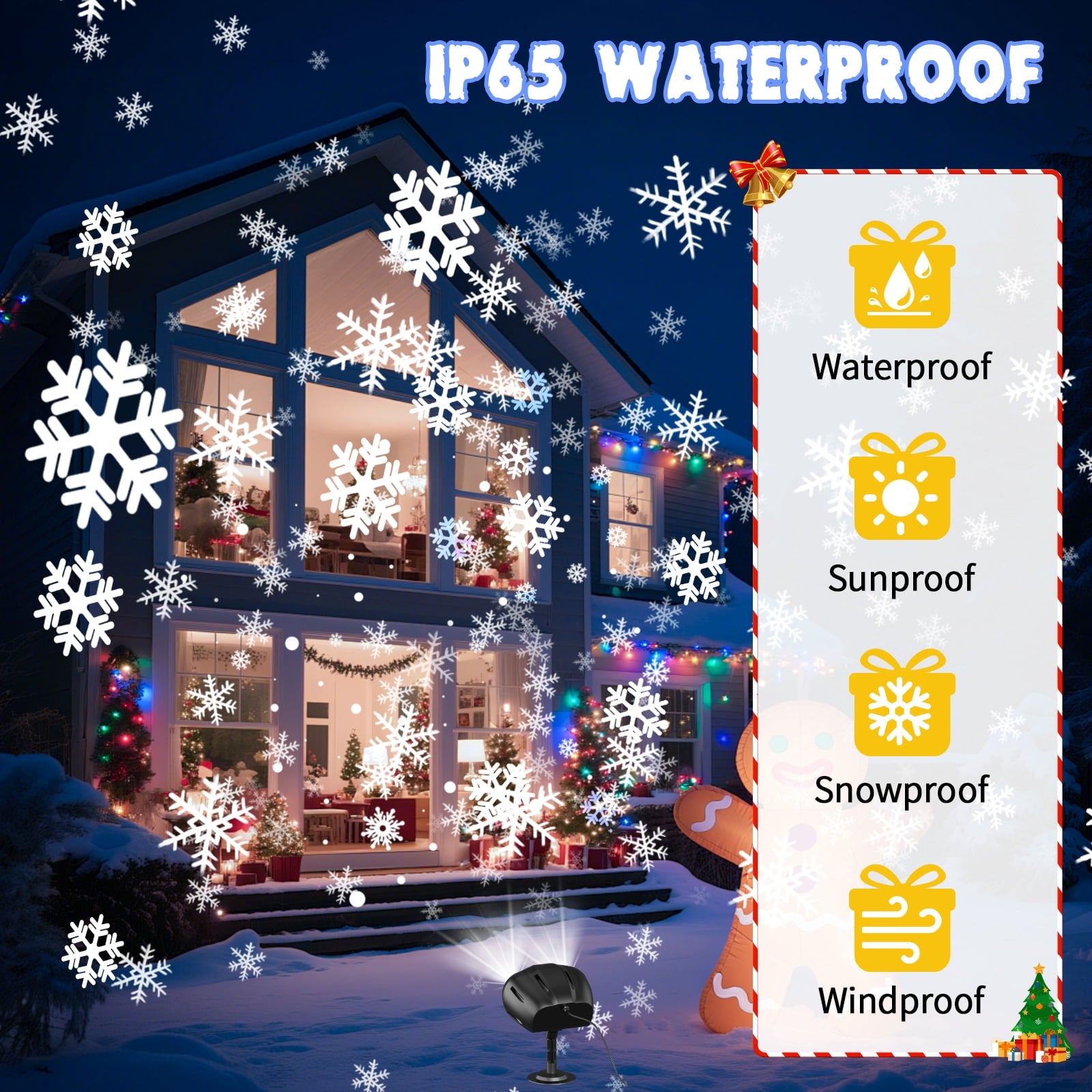 Small Owl Double-Tube Blizzard Projection light, holiday decoration ambient light, Christmas Halloween laser light, light show, waterproof function, indoor home, Christmas gift, wedding