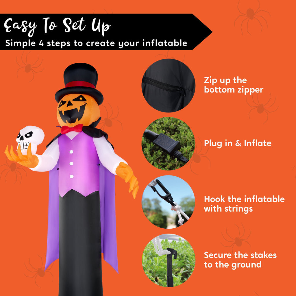 Joyfy 12 FT Halloween Inflatable Giant Grim Reaper Decoration with Built-in LEDs,Grim Reaper with Scythe Halloween Decorations Outdoor Blow Up Yard Lawn Decoration