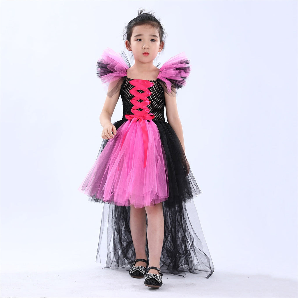 HNMKIU Halloween for Girls Toddler Kids Baby Girls Magnificent Witch Halloween Black Gown Fancy Dress Up Cosplay Party Tutu Dress Dresses E - 18-24 Months