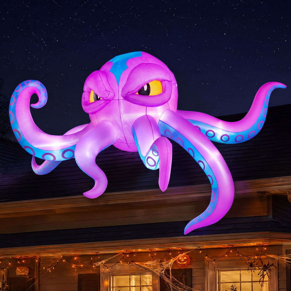 Joyfy 4.5 FT Halloween Inflatable Decorations Outdoor Scary Flying Ghost Broke Out from Window with Built-in LED Blow Up Inflatable for Window Decoration Yard Garden Lawn Decor