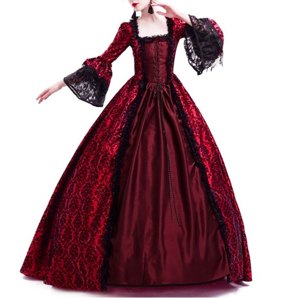 UPPADA Plus Size Victorian Dress for Women Lace Up Flare Sleeve Ball Gown with Corset Evening Party Maxi Gowns Vintage Cocktail Dress Wedding Dresses Early
