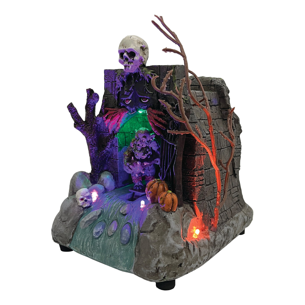FG Square Animated Drainpipe Ghoul Halloween Figurine | Spooky Town Collection Accessories with Multi-Color LED, Motion and Sound for Halloween Decorations | 8.66 Inch