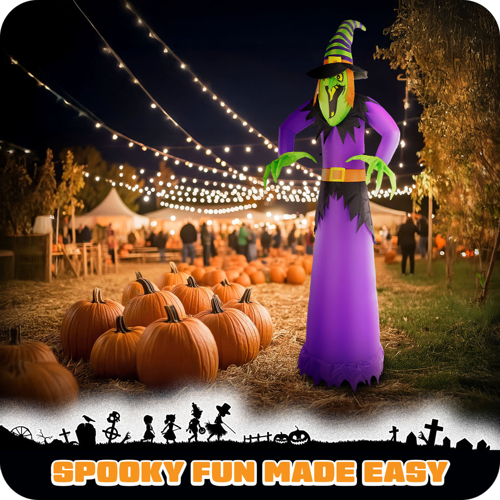 G128 10ft Witch Halloween Inflatable Outdoor Holiday Yard Decoration with LED Lights Fast Inflate