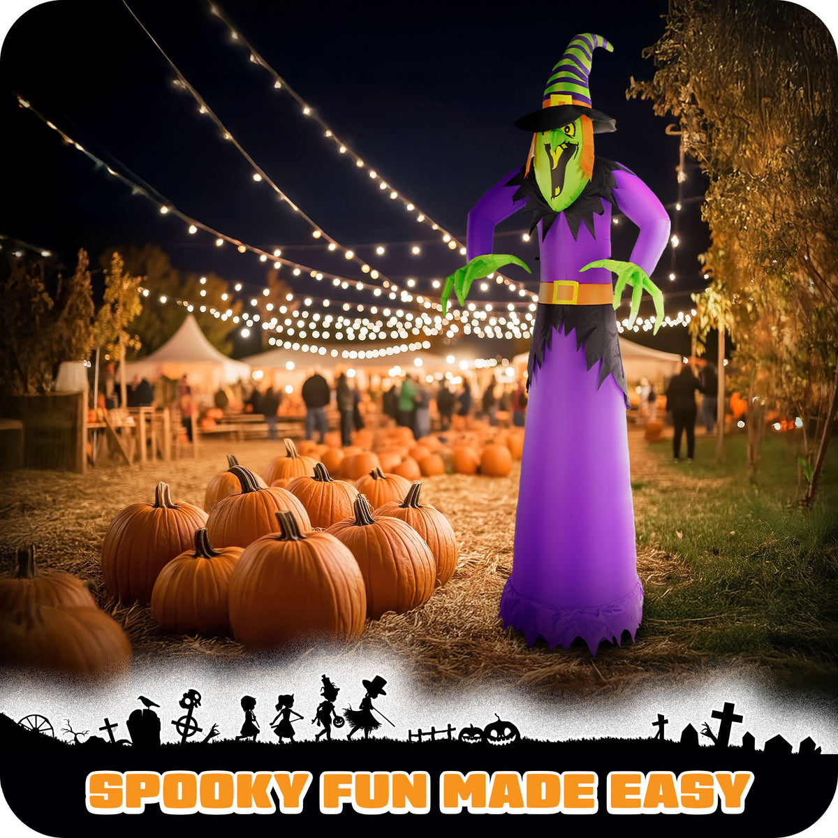 G128 10ft Witch Halloween Inflatable Outdoor Holiday Yard Decoration with LED Lights Fast Inflate