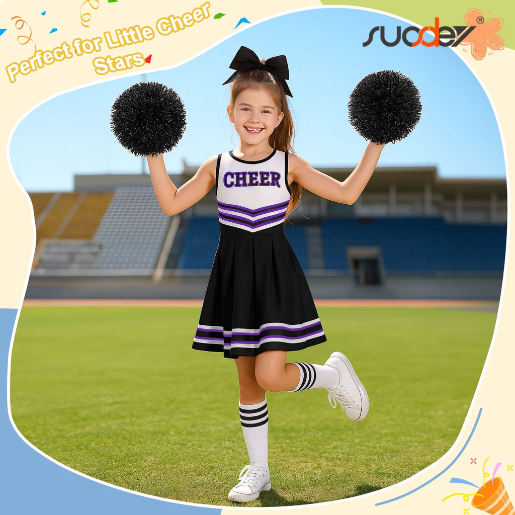 SUOSDEY Girls Cheerleader Costume Outfit Set,Kids Sleeveless Cheerleading Uniform for Party Birthday Halloween