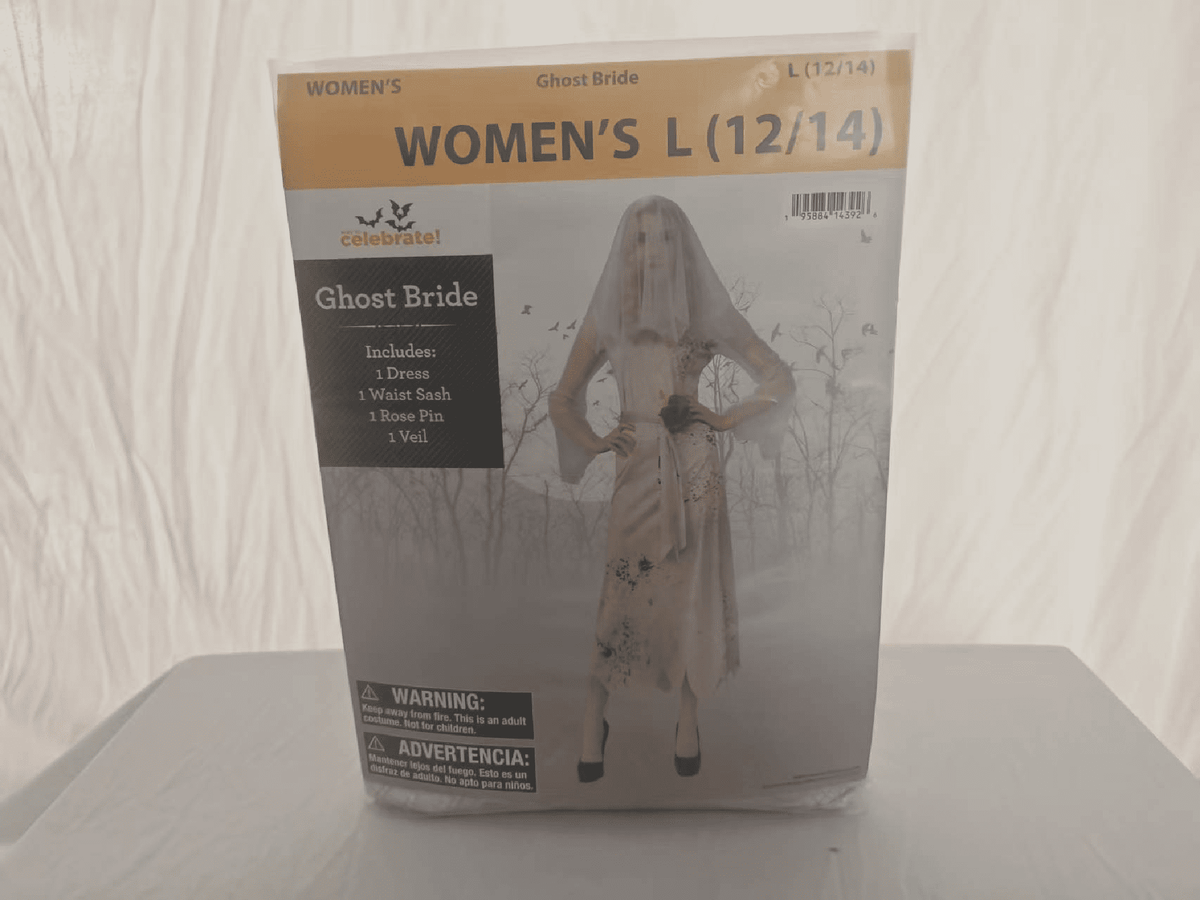 Ghost Bride Halloween Costume for Adults, Women's Size L (12/14), by Way to Celebrate