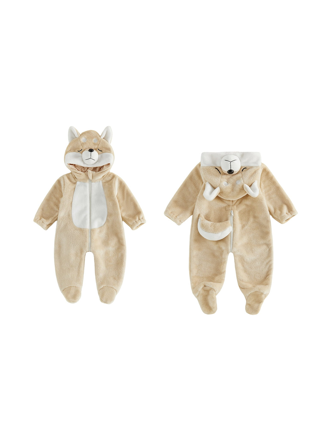 RUINIXCW Kids Toddler Baby Halloween Animal Costume Infant Cute Frog Dog Costume Baby Boy Girl Fall Winter Clothes Warm Flannel Footed Romper Casual Zipper Hooded Footie Jumpsuit