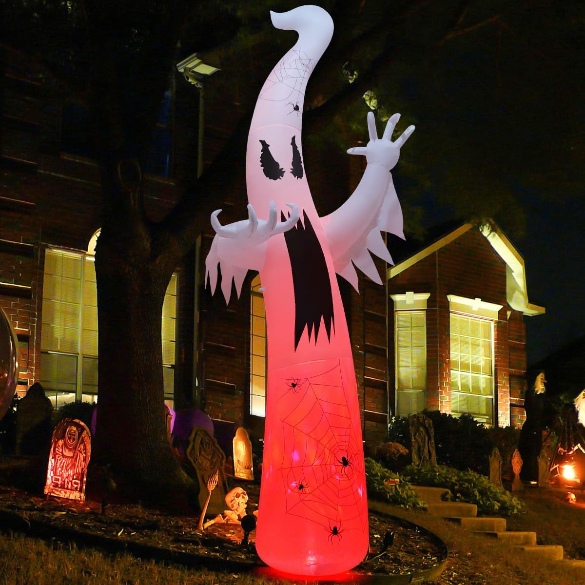 GOOSH Halloween Inflatable 11.8 FT Inflatable Halloween Ghost, Inflatable Halloween Ghost Scary Blow Up Ghost with LED Lights, Outdoor Halloween Decorations Clearance for Halloween/Holiday/Party