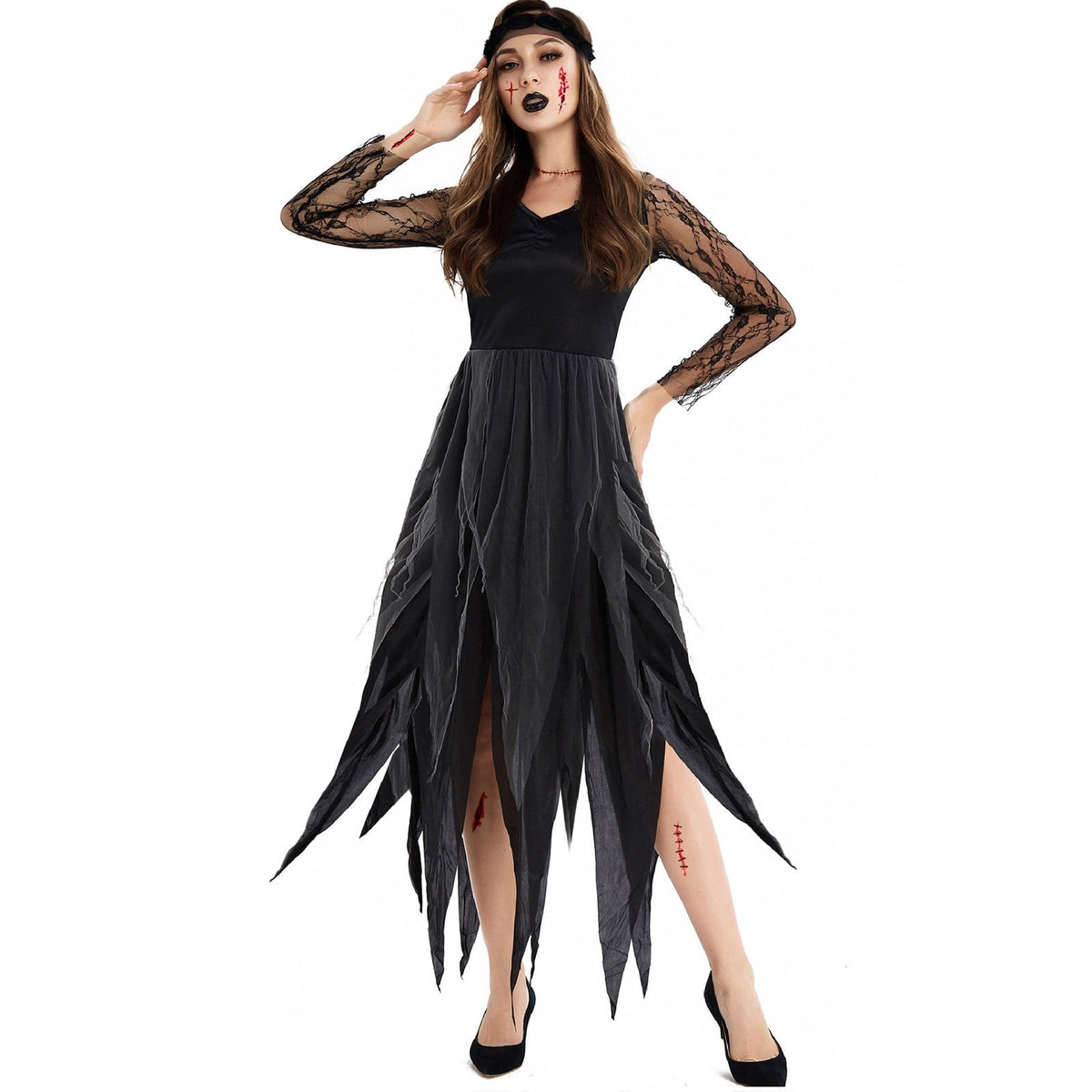 Halloween Witch Costume Women, Classic Retro Witch Costumes for Women Halloween Fancy Dress Witch Dress Black L