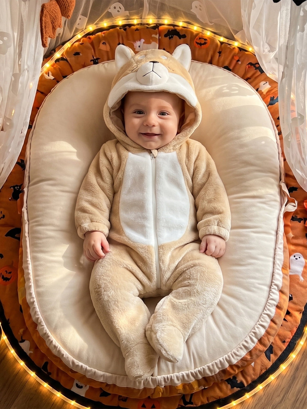 RUINIXCW Kids Toddler Baby Halloween Animal Costume Infant Cute Frog Dog Costume Baby Boy Girl Fall Winter Clothes Warm Flannel Footed Romper Casual Zipper Hooded Footie Jumpsuit