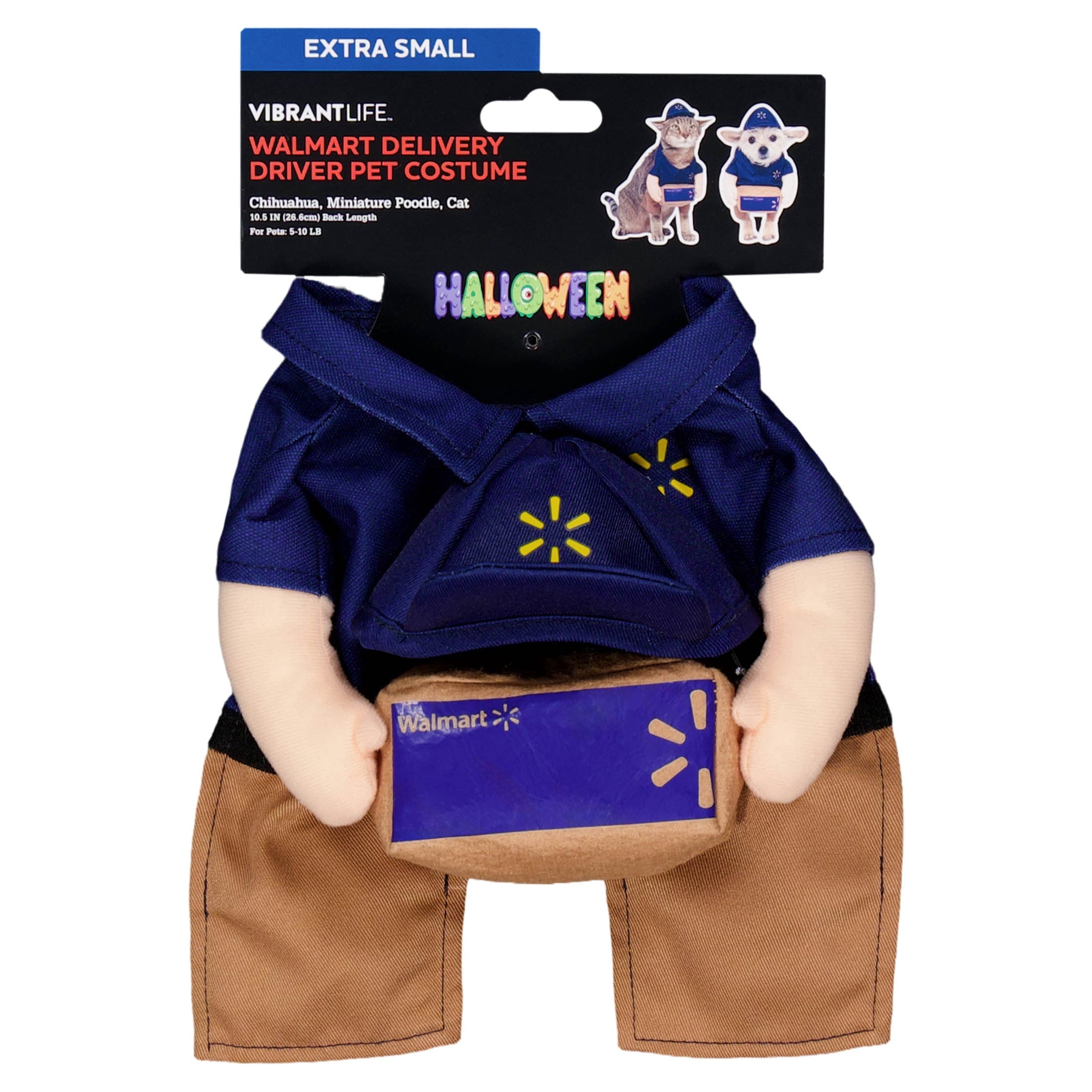 Vibrant Life Halloween Walmart Delivery Driver Costume for Dogs, Multicolor, XL