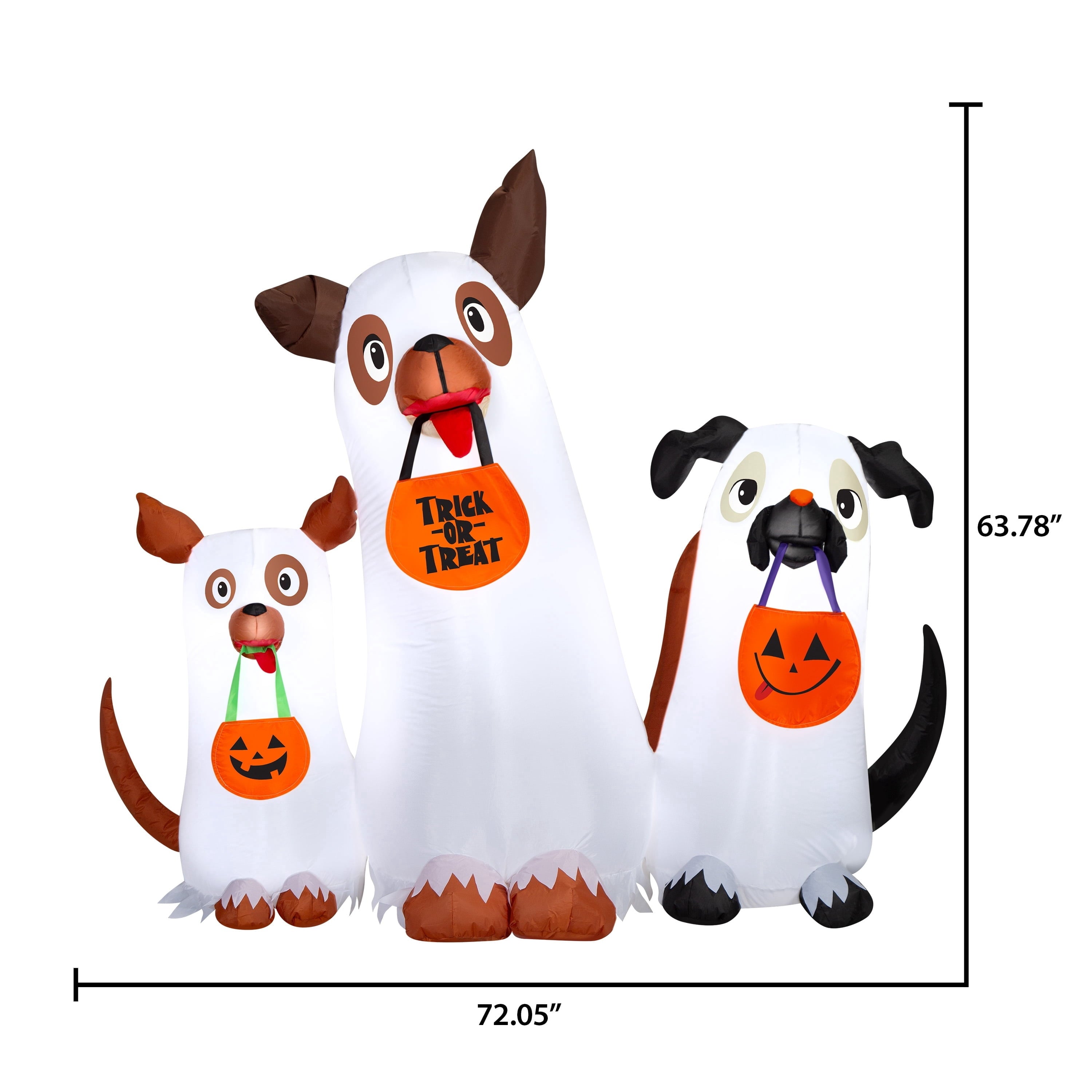 Ghost Dog Trio Airblown Yard Inflatable, Multicolor, 6', Halloween by Way To Celebrate