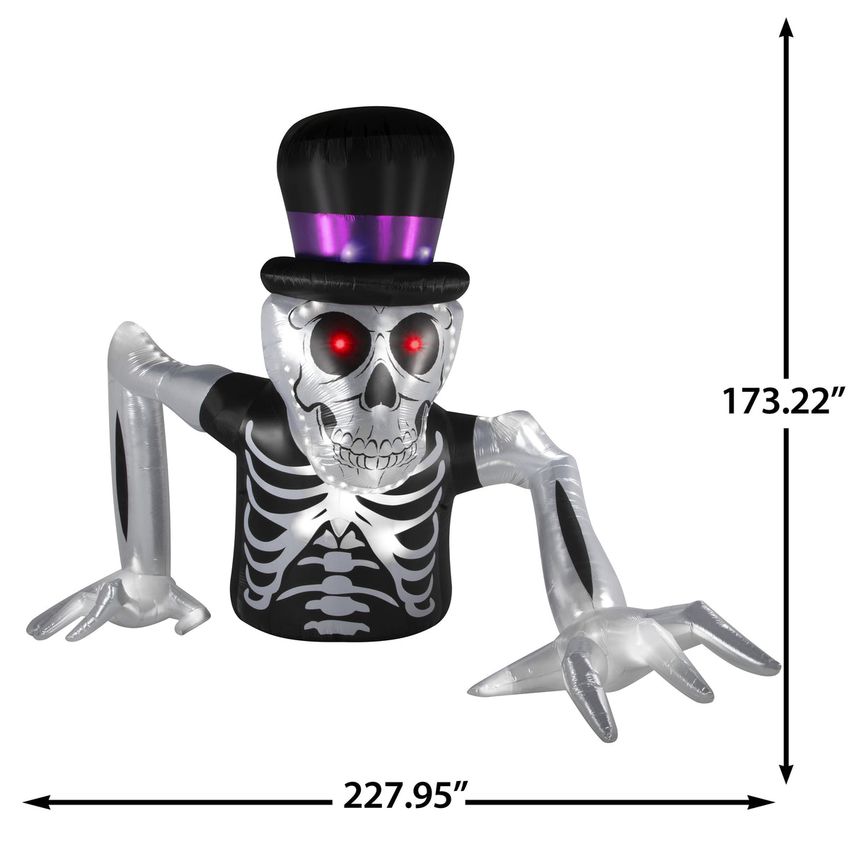 Airblown Halloween Light-Lightshow Mixed Media-Grave Crawler-Skeleton w/Top Hat-Colossal