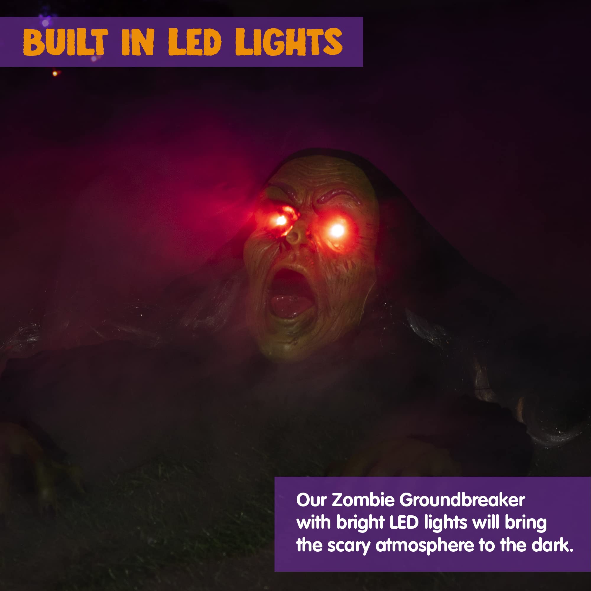 Joyfy Halloween Groundbreaker Halloween Decorations Zombie with Sound and Flashing Eyes,Outdoor Scary Halloween Yard Decorations