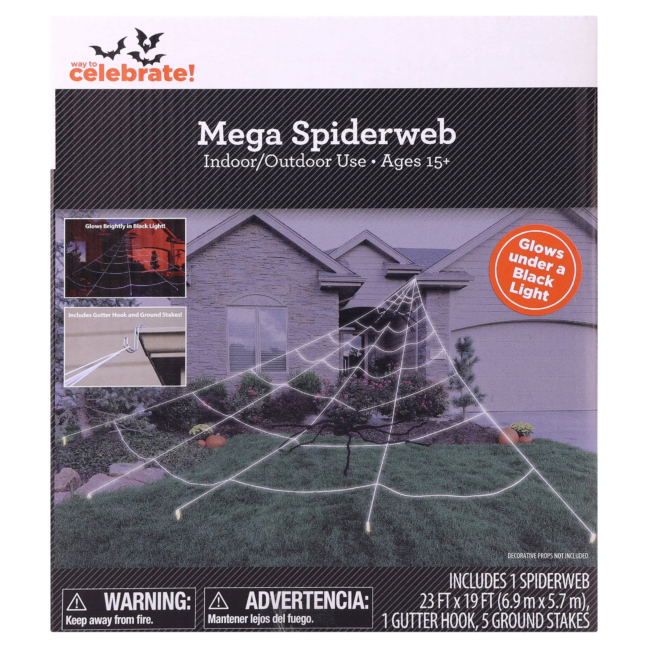 Mega Spiderweb Decoration, White, 23' x 19', Halloween by Way To Celebrate