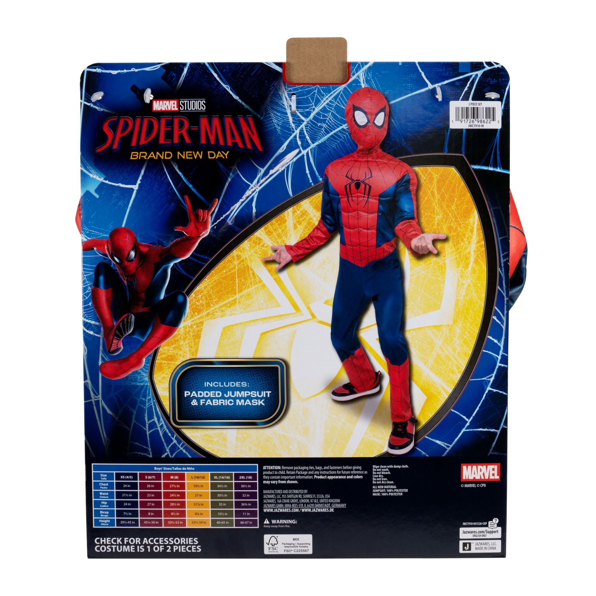 Marvel's Spider-man Halloween Costume for Children, Boy's Size S (6/7), by Jazwares