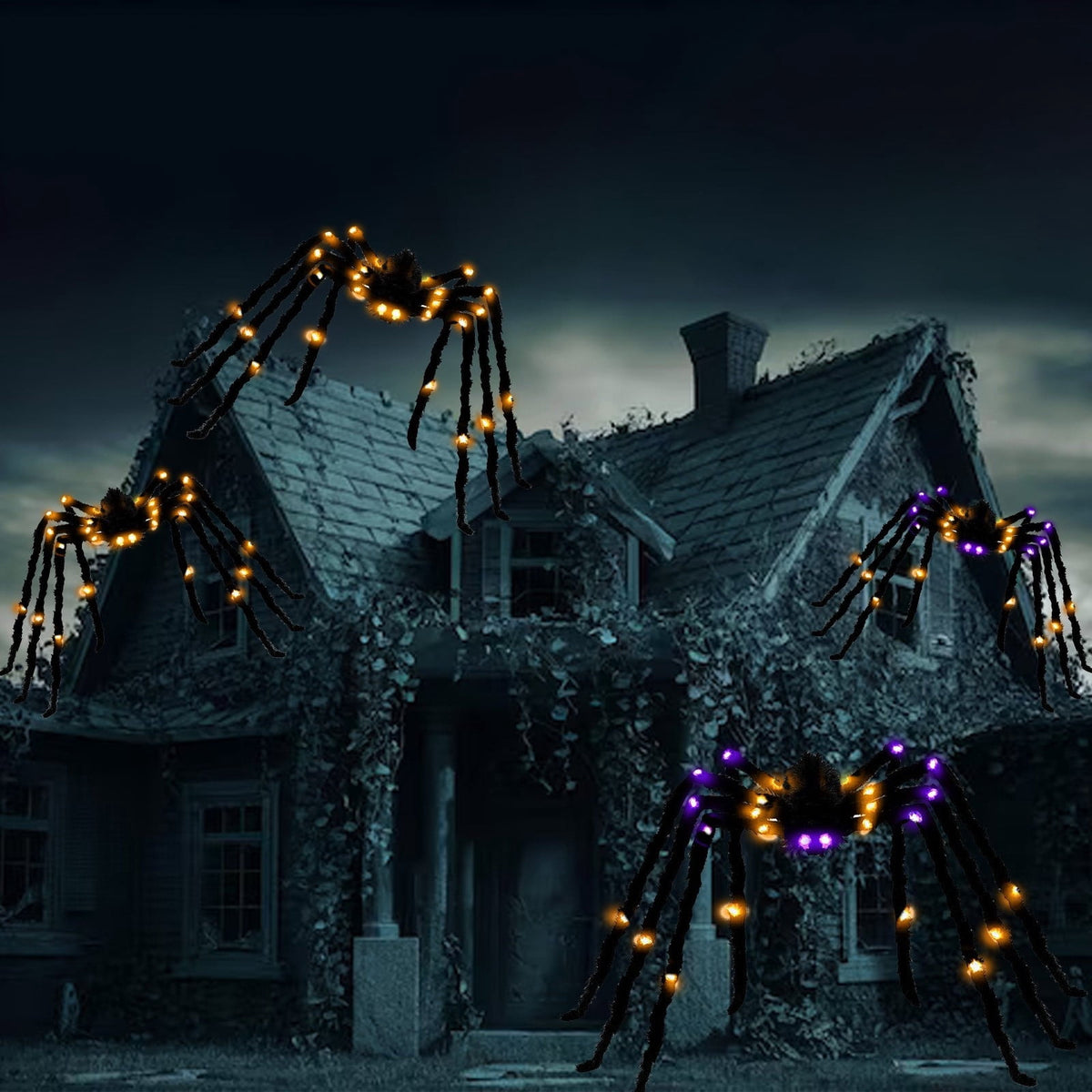 49in Halloween Decorate Spider Halloween Light Up Scary For Indoor Outdoor Halloween Decorations Party Yard Home House Decorate