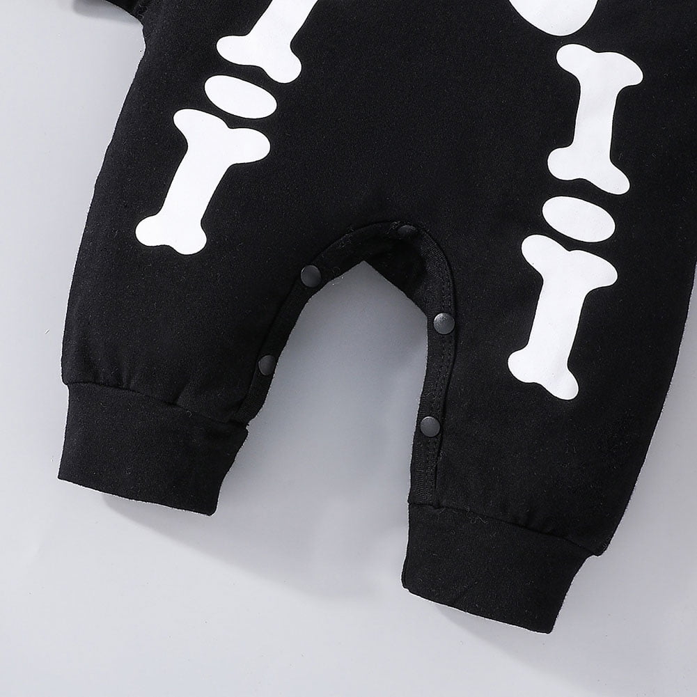 WIBACKER My First Halloween Costume Newborn Infant Baby Girl Boys' Skeleton Print Jumpsuit Onesies Hat Set