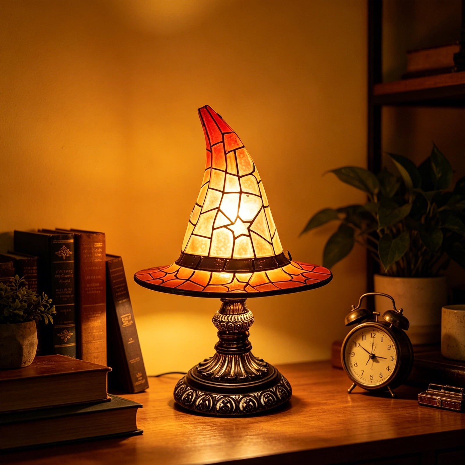 Halloween Decor Witch Hat Lamp, LED Halloween Night Light, Halloween Decorations Indoor, Witchy Decor for Shelf Mantel Table, Gothic Home Decoration